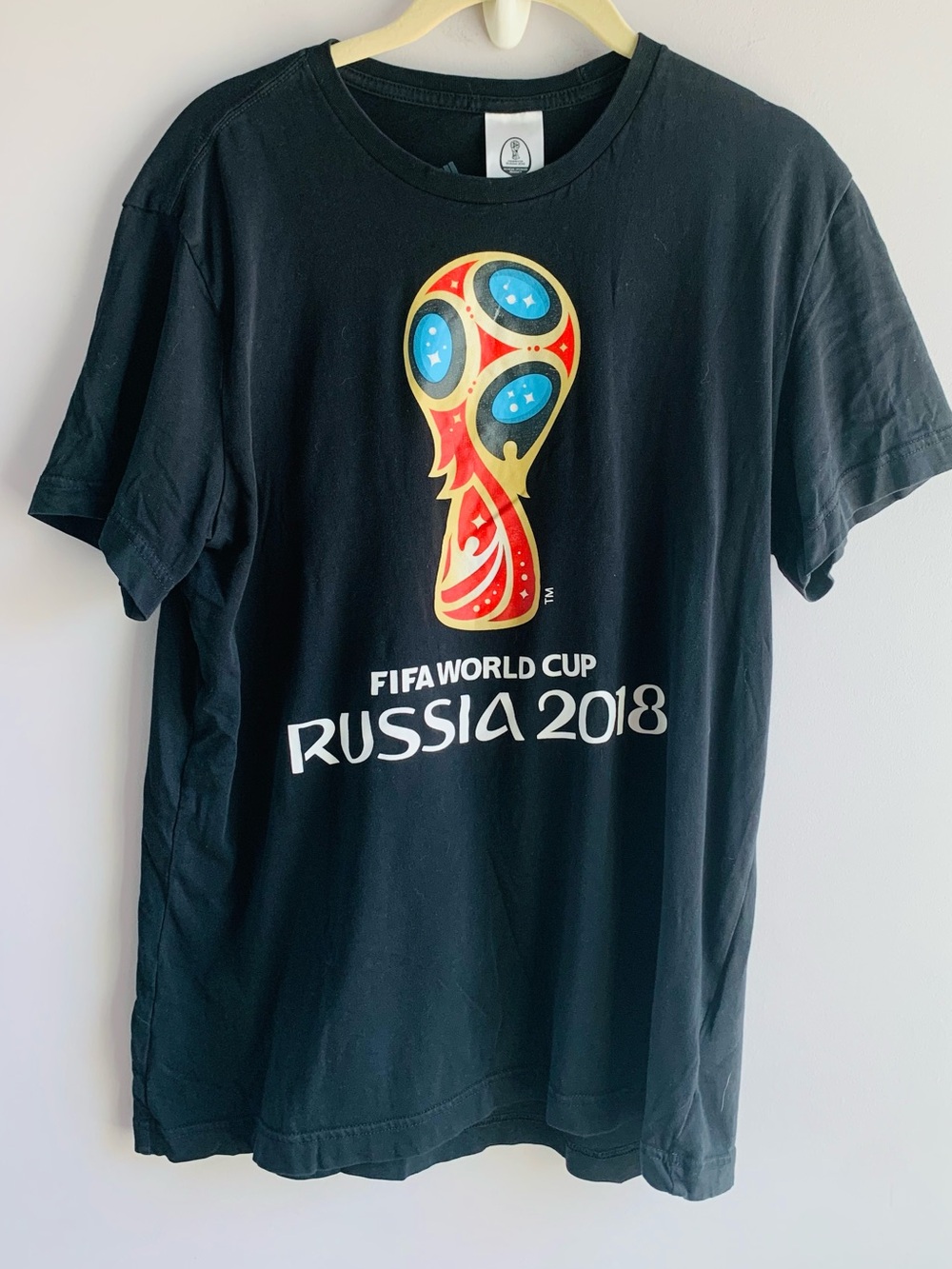 World Cup Tee Soccer Trophy 2018 Russia Adidas Black Multi Sport Retro Medium